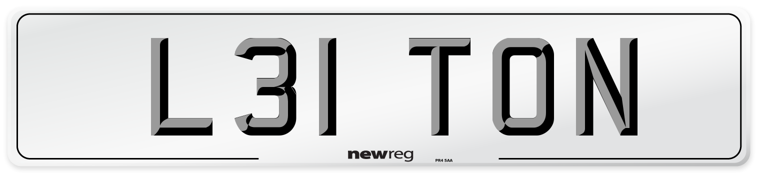 L31 TON Number Plate from New Reg
